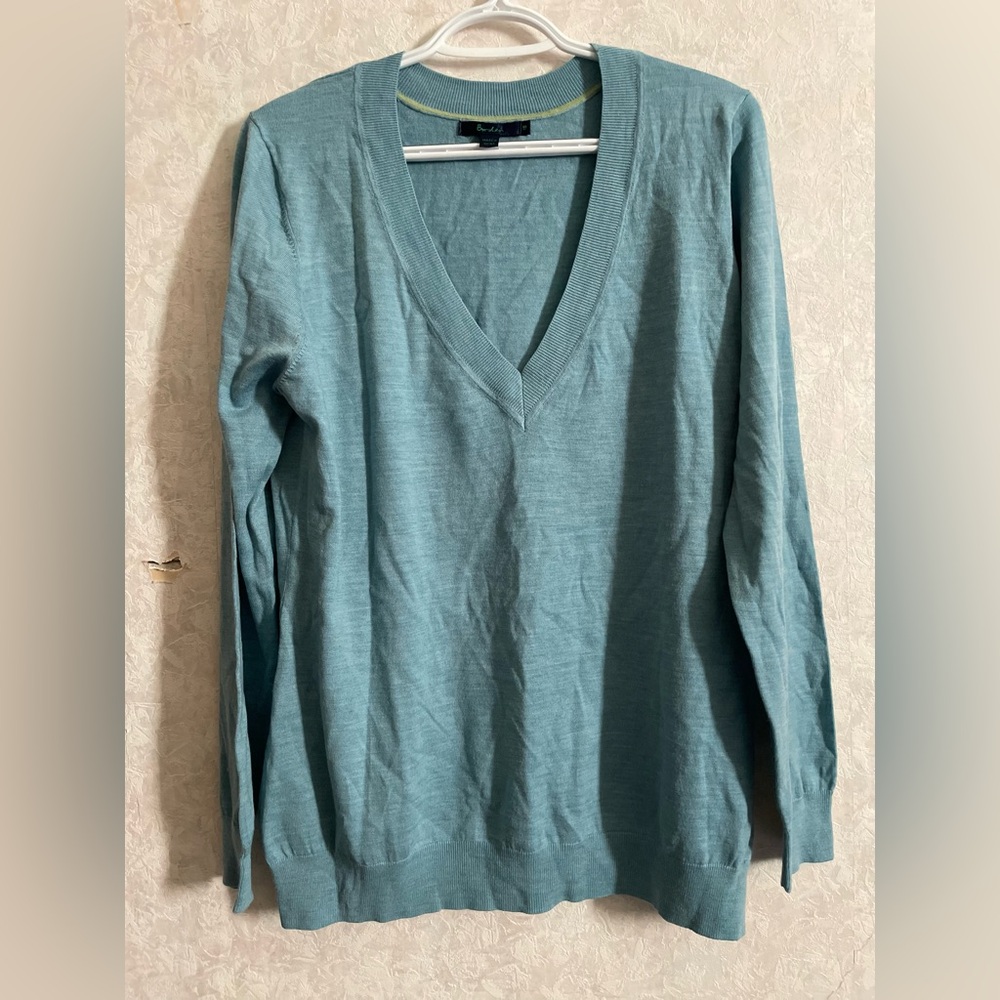 Boden Teal V-Neck Sweater